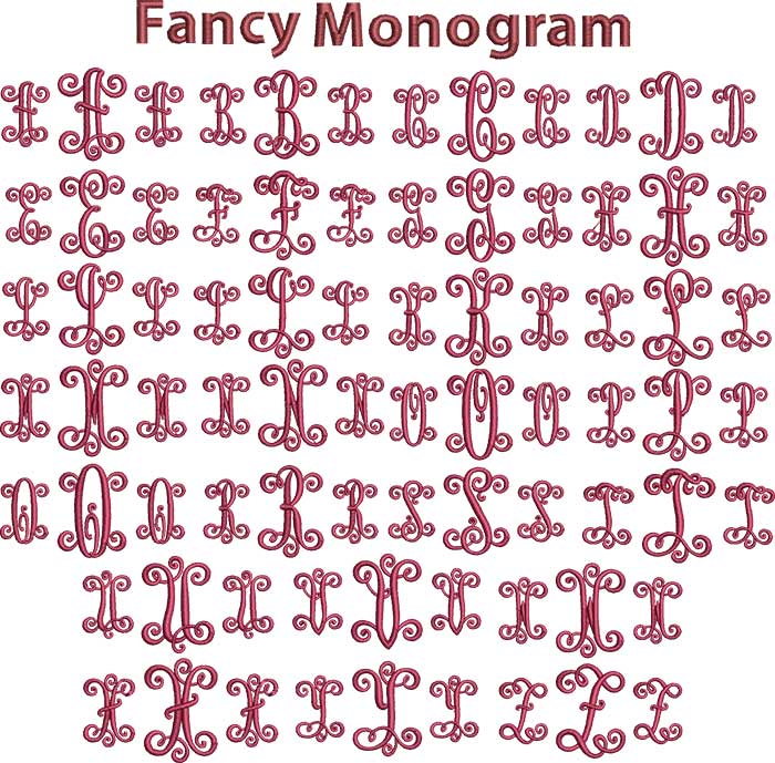 Fancy Monogram BX embroidery font