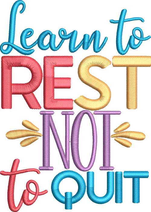Learn to Rest embroidery design