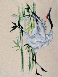 Okinawa crane embroidery design