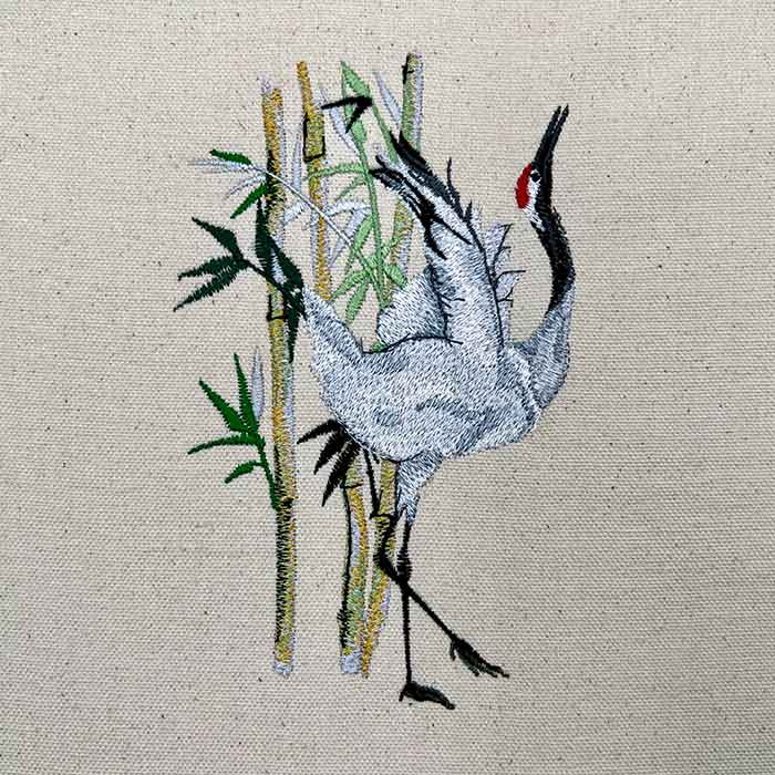 Okinawa crane embroidery design