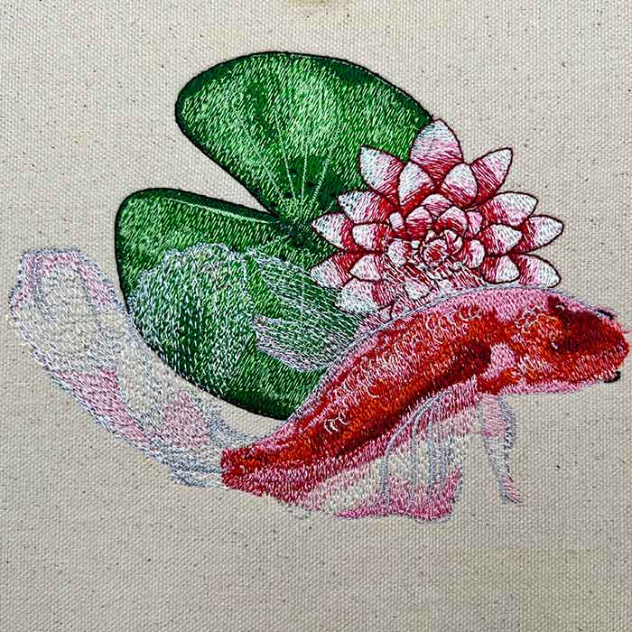 Okinawa Koi On Lily Pad Embroidery Design