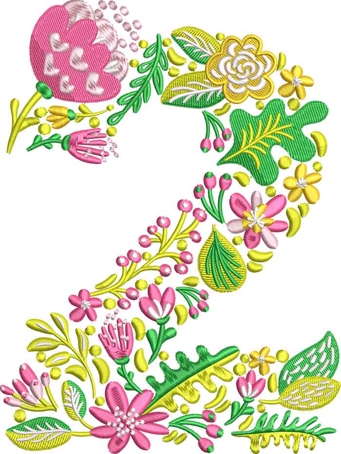Summer Flowers Font 2 embroidery design