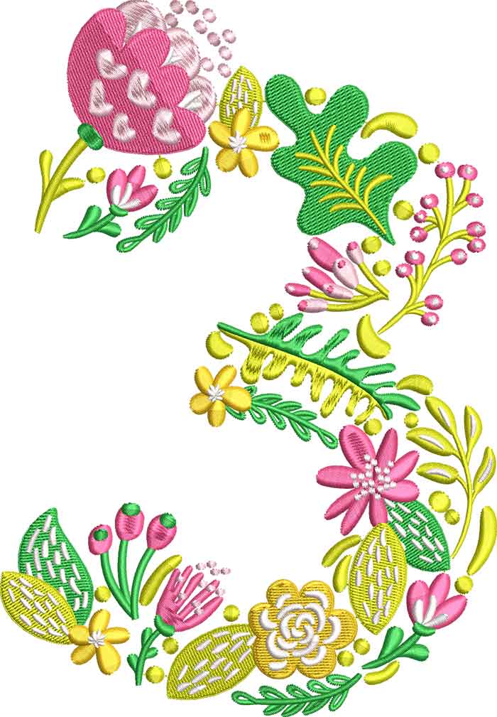 Summer Flowers Font 3 embroidery design