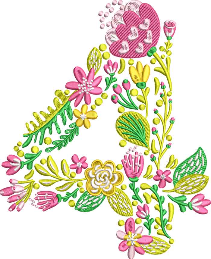 Summer Flowers Font 4 embroidery design
