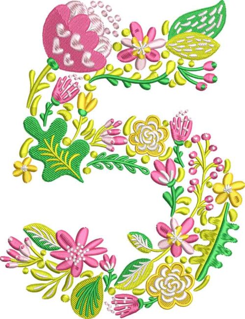 Summer Flowers Font 5 embroidery design