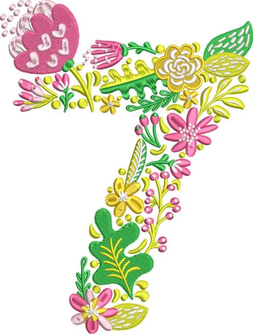 Summer Flowers Font 7 embroidery design