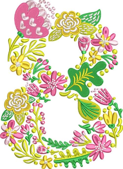 Summer Flowers Font 8 embroidery design