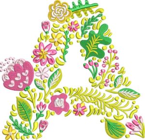 Summer Flowers Font A embroidery design