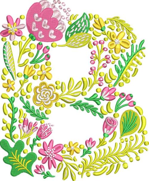 Summer Flowers Font B embroidery design