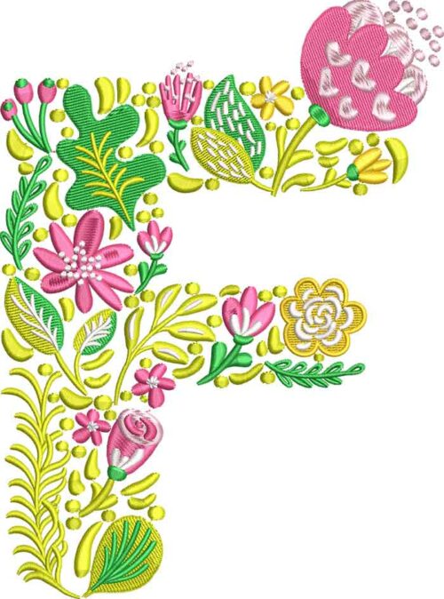 Summer Flowers Font F embroidery design