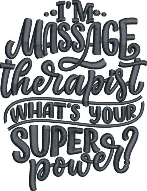 Massage therapist embroidery design
