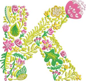 Summer Flowers Font K embroidery design