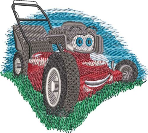 Happy mower embroidery design