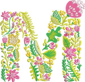 Summer Flowers Font M embroidery design