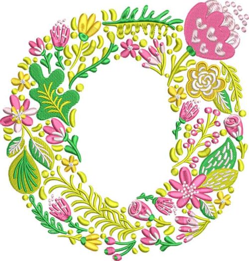 Summer Flowers Font O embroidery design