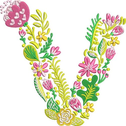 Summer Flowers Font V embroidery design