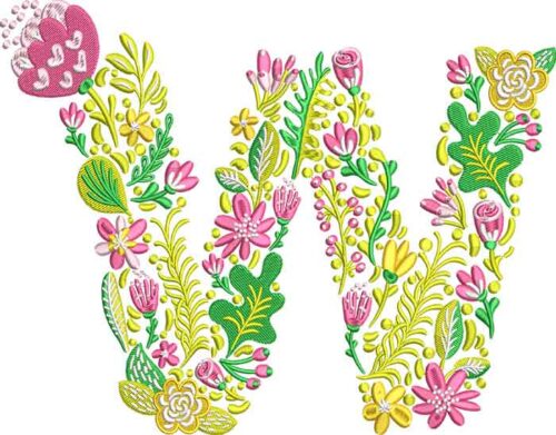 Summer Flowers Font W embroidery design