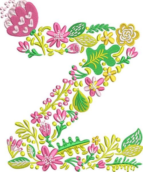Summer Flowers Font Z embroidery design