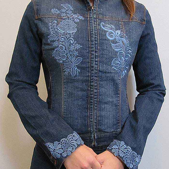 Denim Jacket with Lace Embroidery Legacy Design
