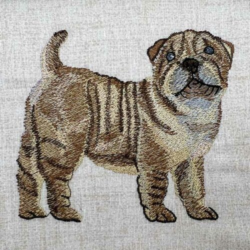 Shar Pei dog embroidery design