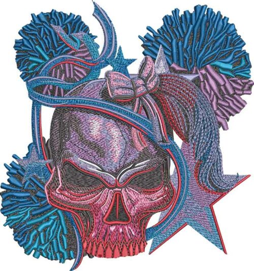 Skull stars embroidery design