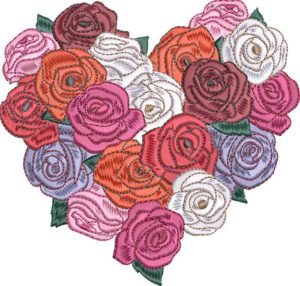 Heart of Roses embroidery design