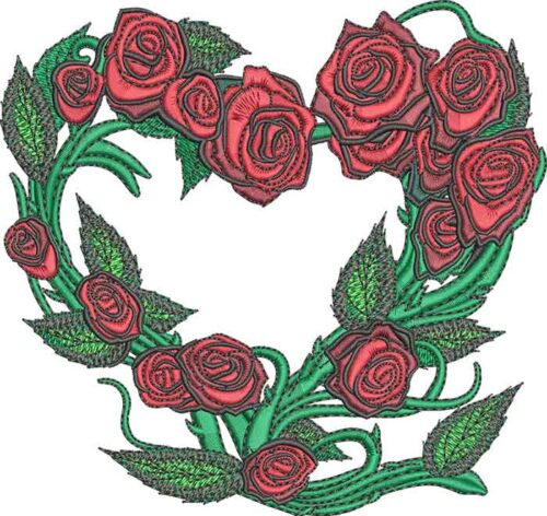 Rose Vine Heart Embroidery Design