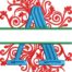split swirls monogram A embroidery design
