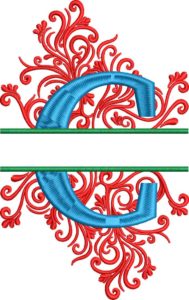 split swirls monogram c embroidery design