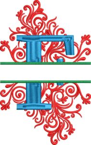 split swirls monogram f embroidery design