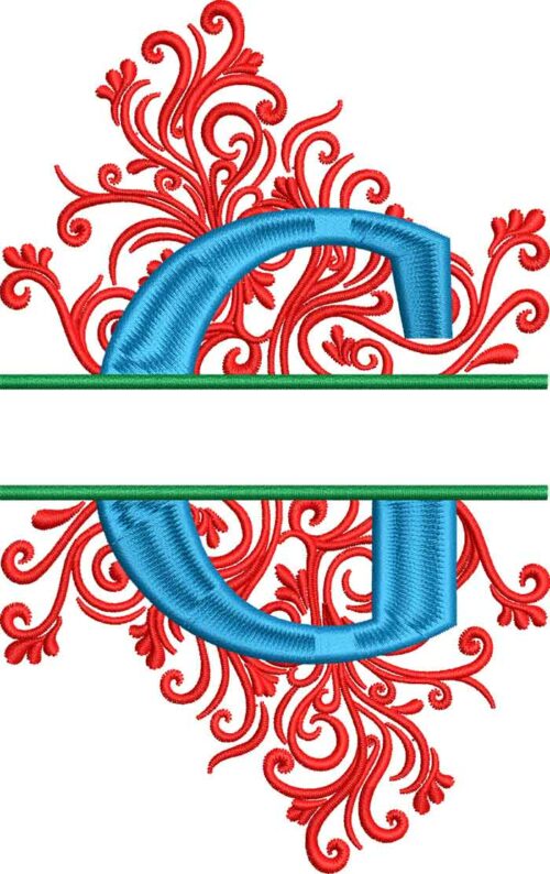 split swirls monogram G embroidery design