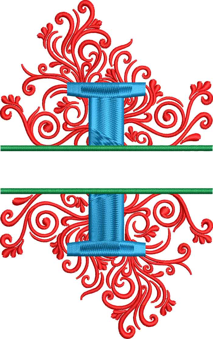 split swirls monogram I embroidery design