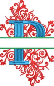 split swirls monogram P embroidery design