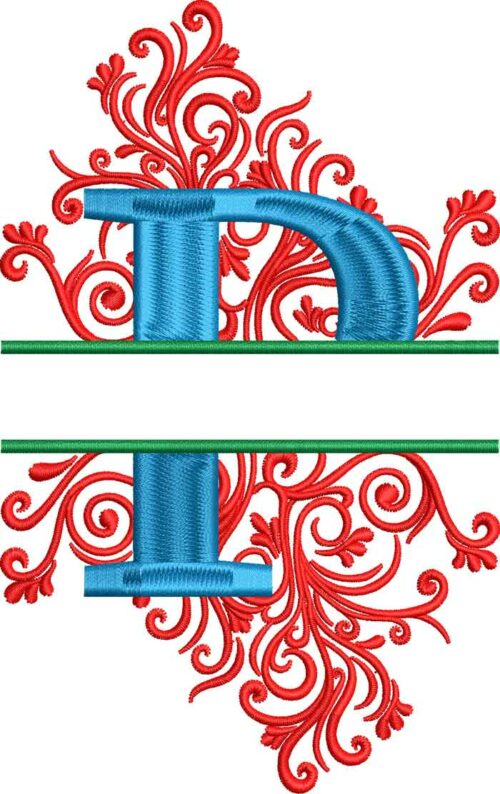 split swirls monogram P embroidery design