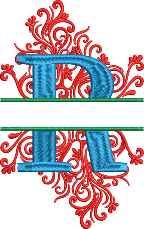 split swirls monogram R embroidery design