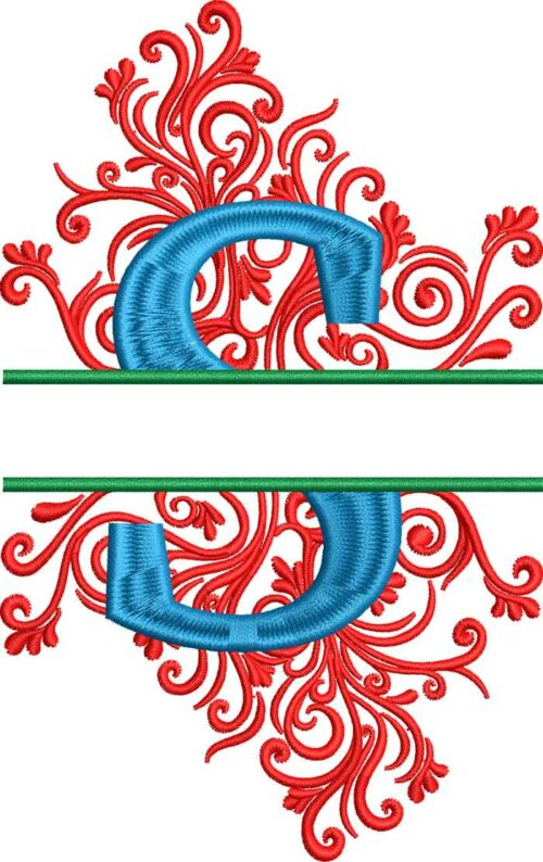 split swirls monogram S embroidery design