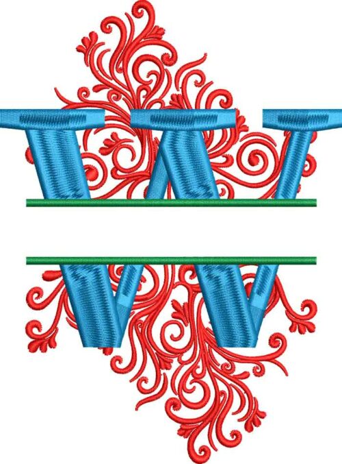 split swirls monogram W embroidery design