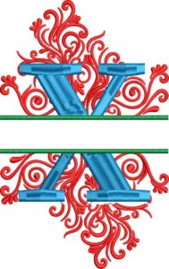 split swirls monogram X embroidery design