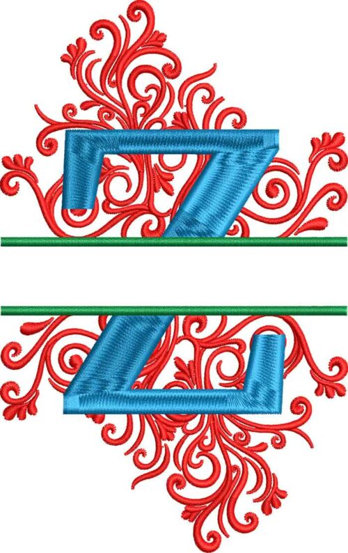 split swirls monogram Z embroidery design