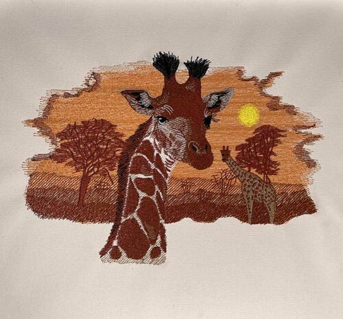 Giraffe scene embroidery design