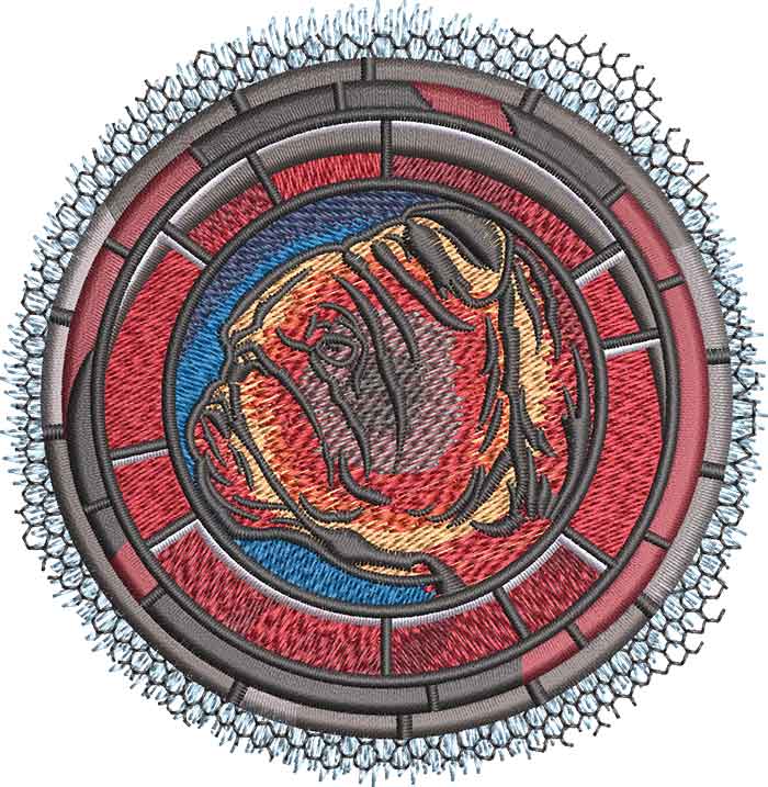 Bulldog medalion embroidery design