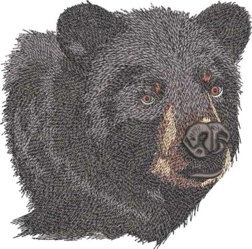 Majestic black bear embroidery design