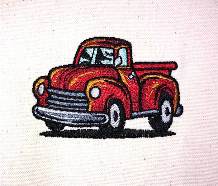Pickup truck embroidery design