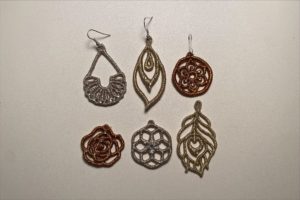 freestanding embroidered earrings
