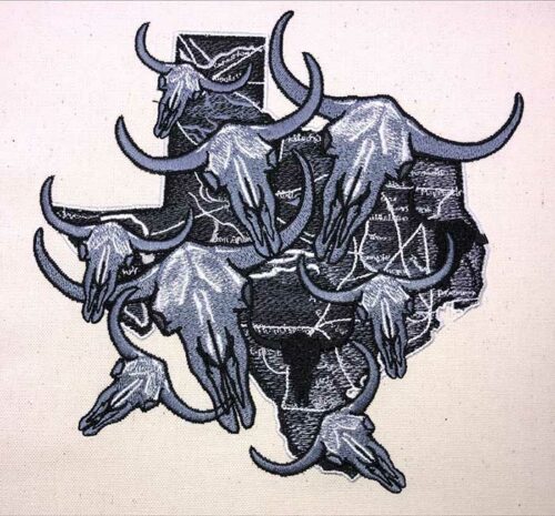 Texas Steers Embroidery Design