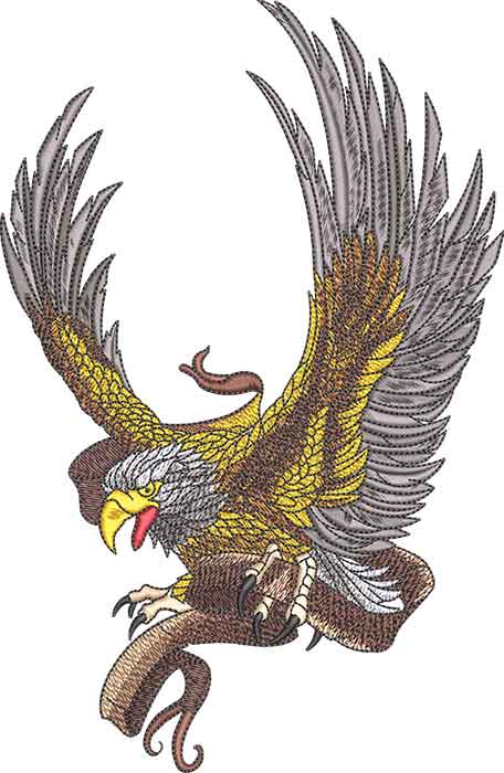 Eagle flight embroidery design