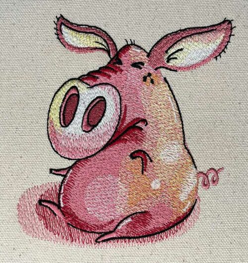 funny pigs embroidery design