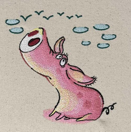 Flying pigs flying embroidery design