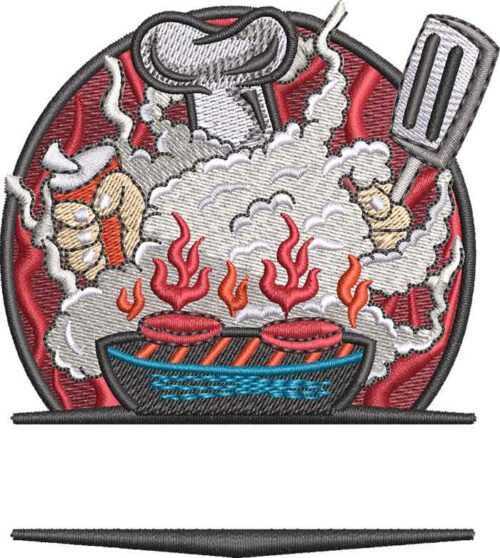 Grill master embroidery design