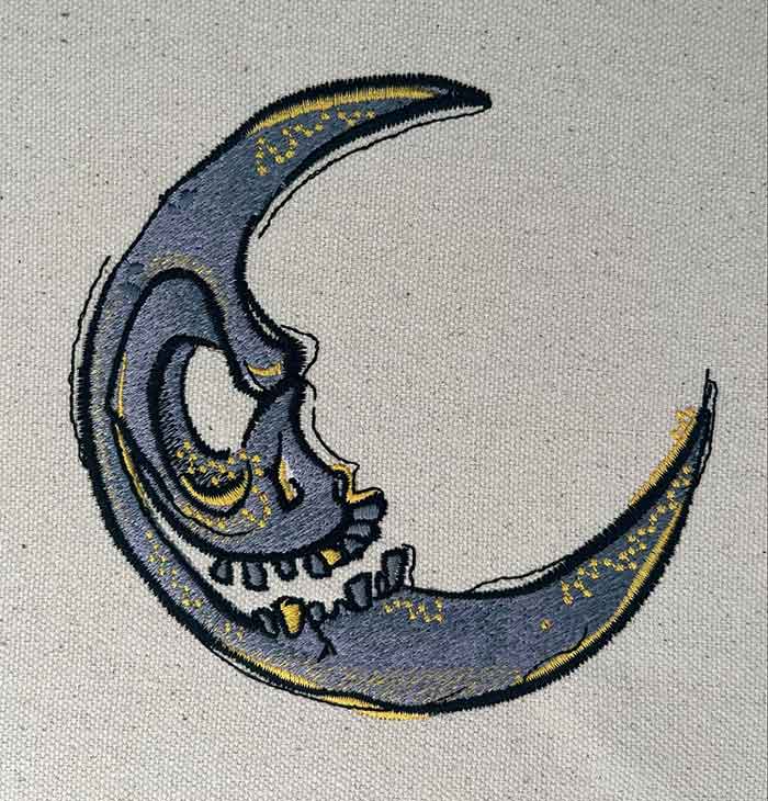 spooky moon embroidery design